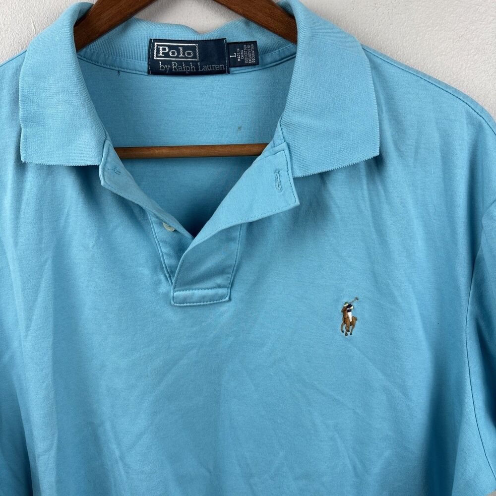 Polo by Ralph Lauren Polo Shirt Large Light Sky Blue Men's Short Sleeved Pony